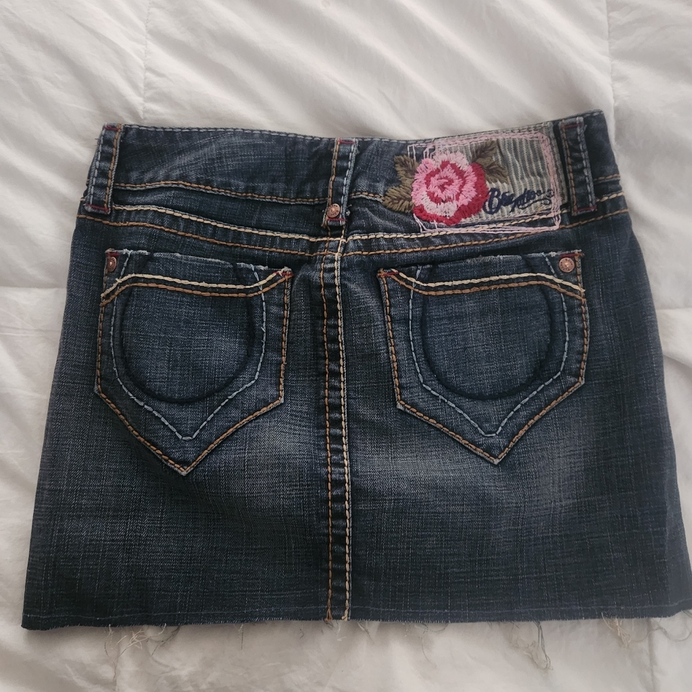 Blue Tatoo Skirt Size 27 Embroidered Mini Y2k